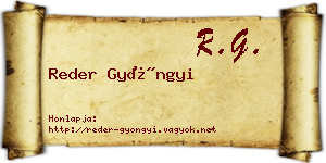 Reder Gyöngyi névjegykártya