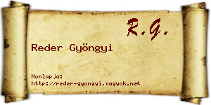 Reder Gyöngyi névjegykártya